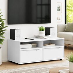Modern White TV Cabinet with Drawer for Living Rooms