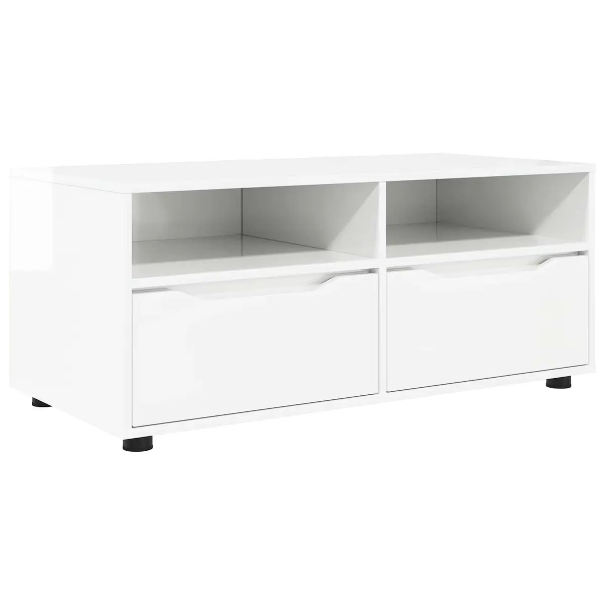 TV Cabinet High Gloss White Modern Rectangular Engineered Wood