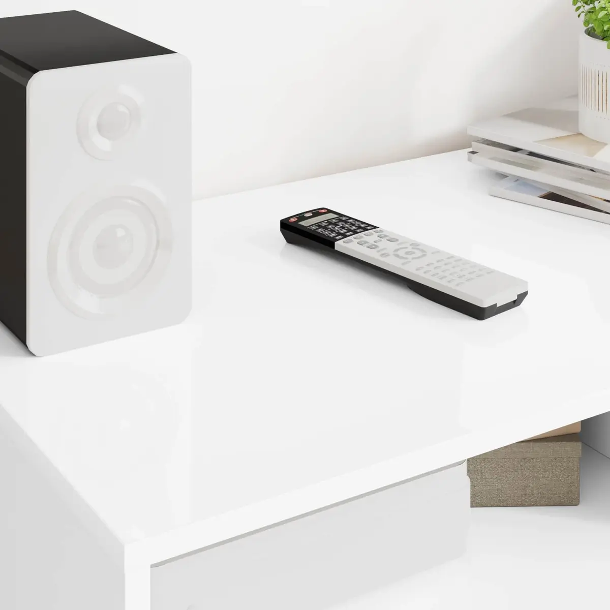 TV Cabinet High Gloss White Modern Rectangular Engineered Wood