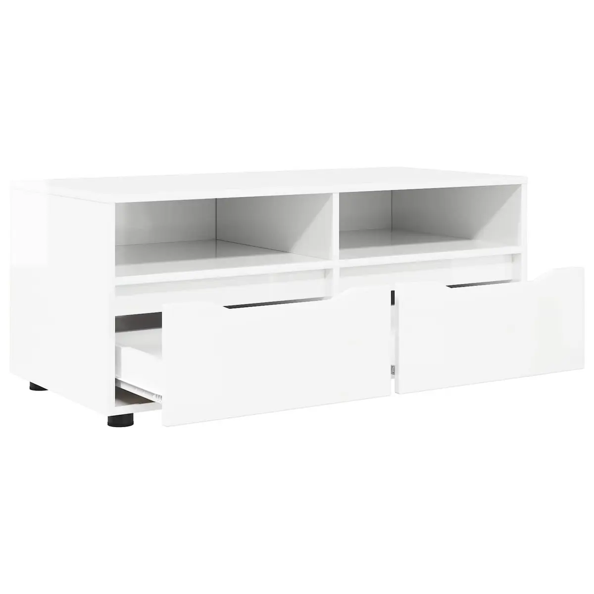 TV Cabinet High Gloss White Modern Rectangular Engineered Wood