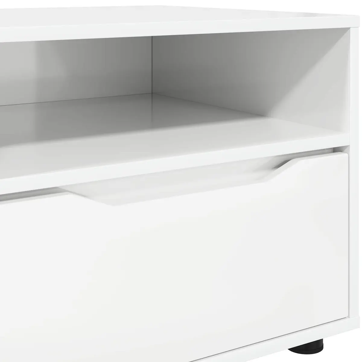 TV Cabinet High Gloss White Modern Rectangular Engineered Wood
