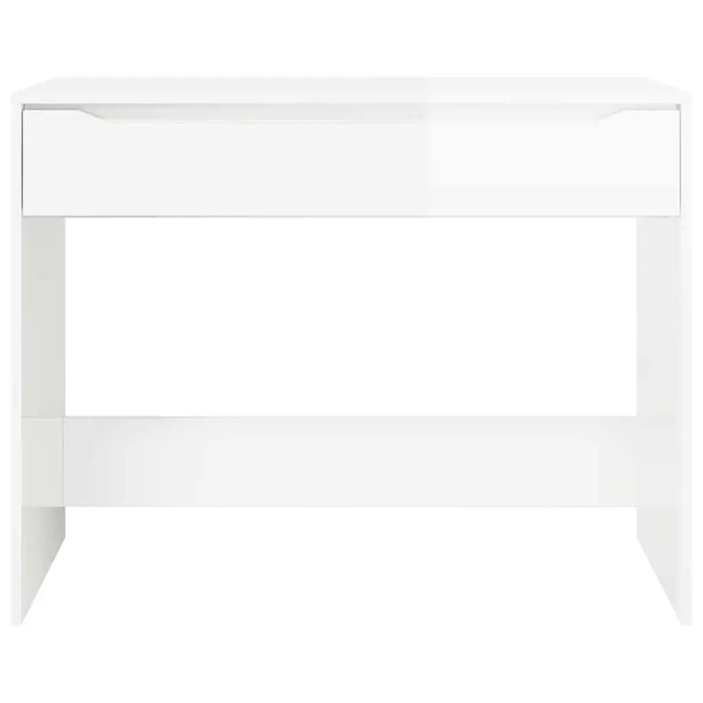 High Gloss White Desk Engineered Wood Office Home Study Computer Workspace 100cm