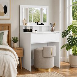 Elegant White Vanity Unit with Drawer Storage