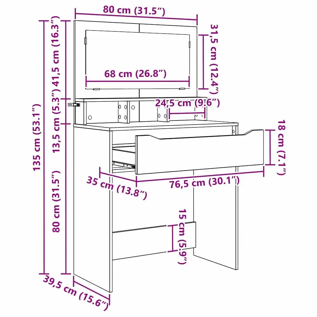 White Vanity Unit with Drawer Storage