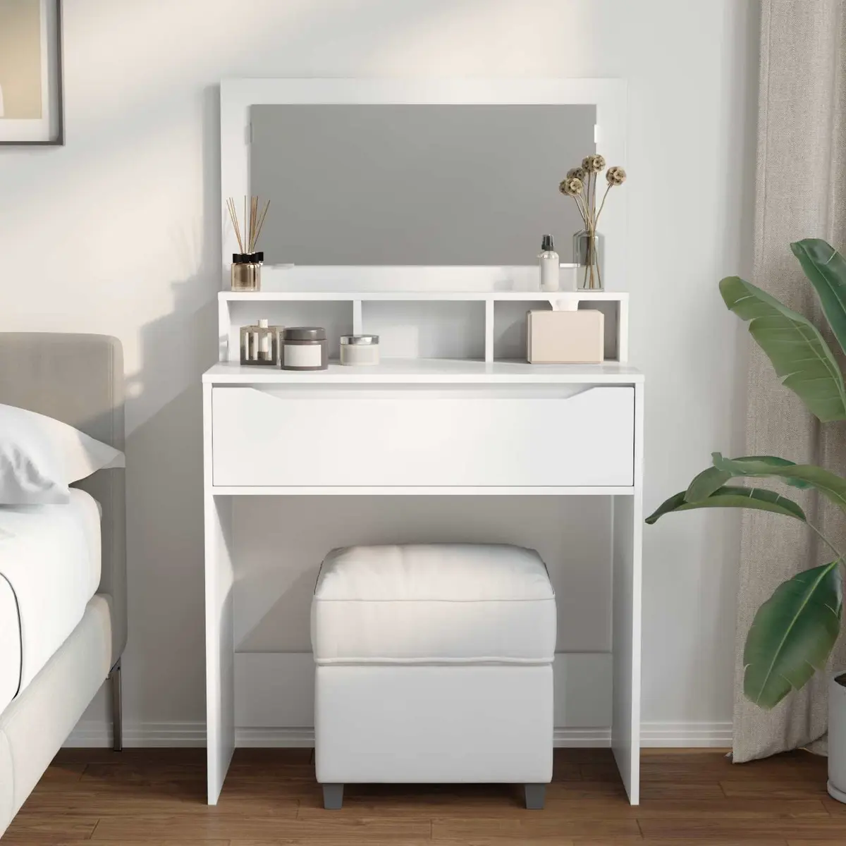White Vanity Unit with Drawer Storage