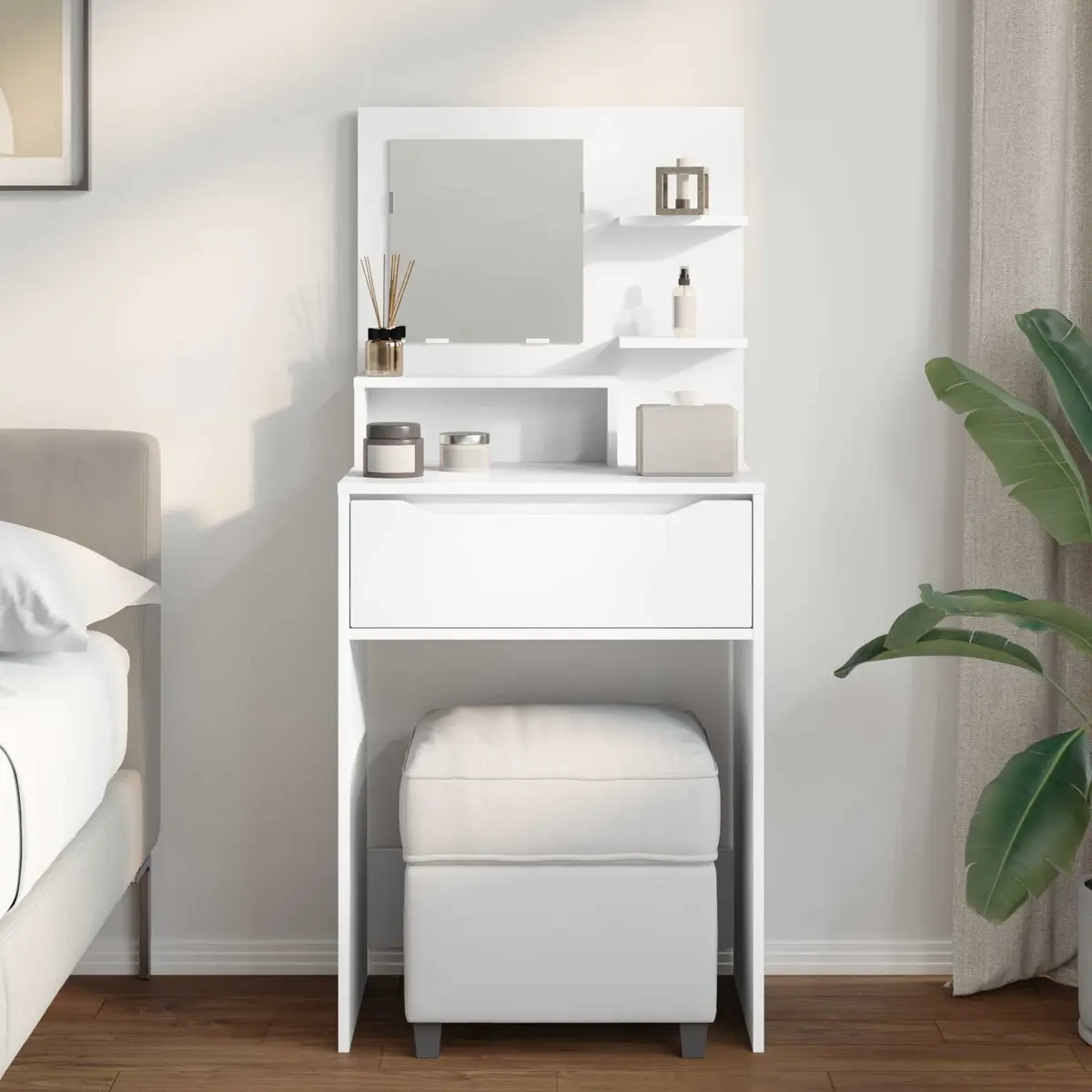 White Modern Dressing Table with Drawer for Bedrooms