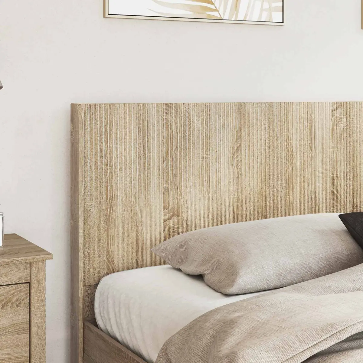 Brown Engineered Wood Vertical Slat Headboard