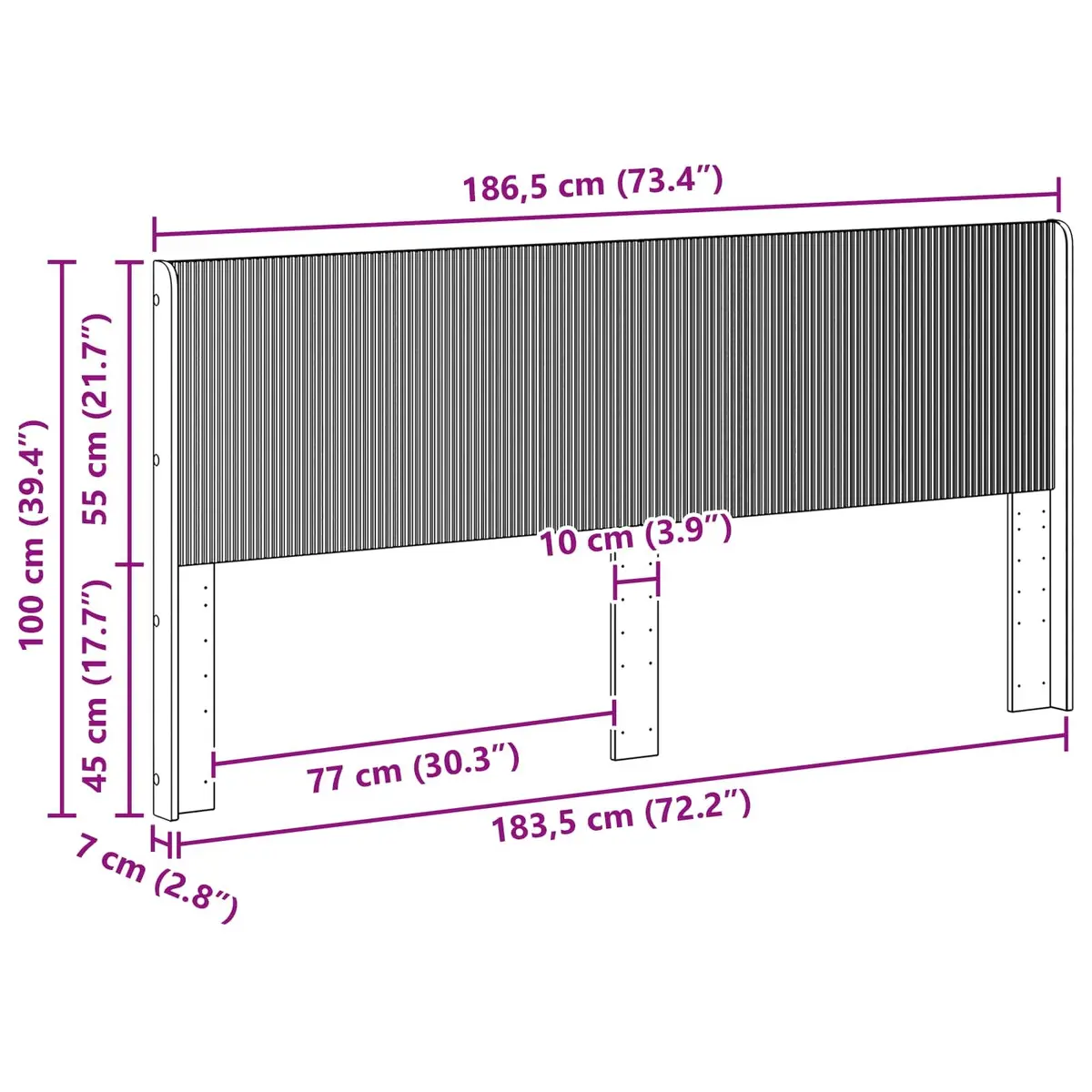 Brown Engineered Wood Vertical Slat Headboard