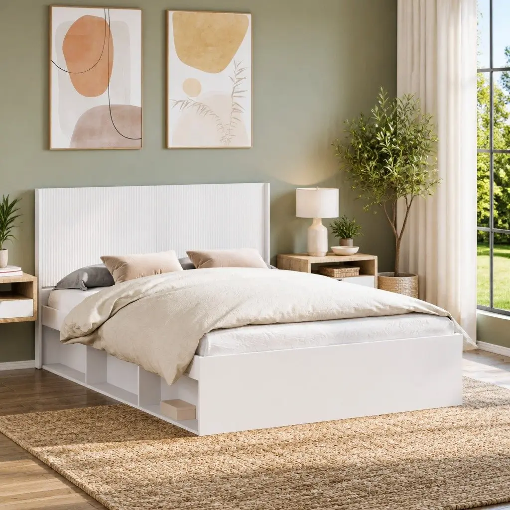 Vertical Slat Headboard for Engineered Wood Bed Frame