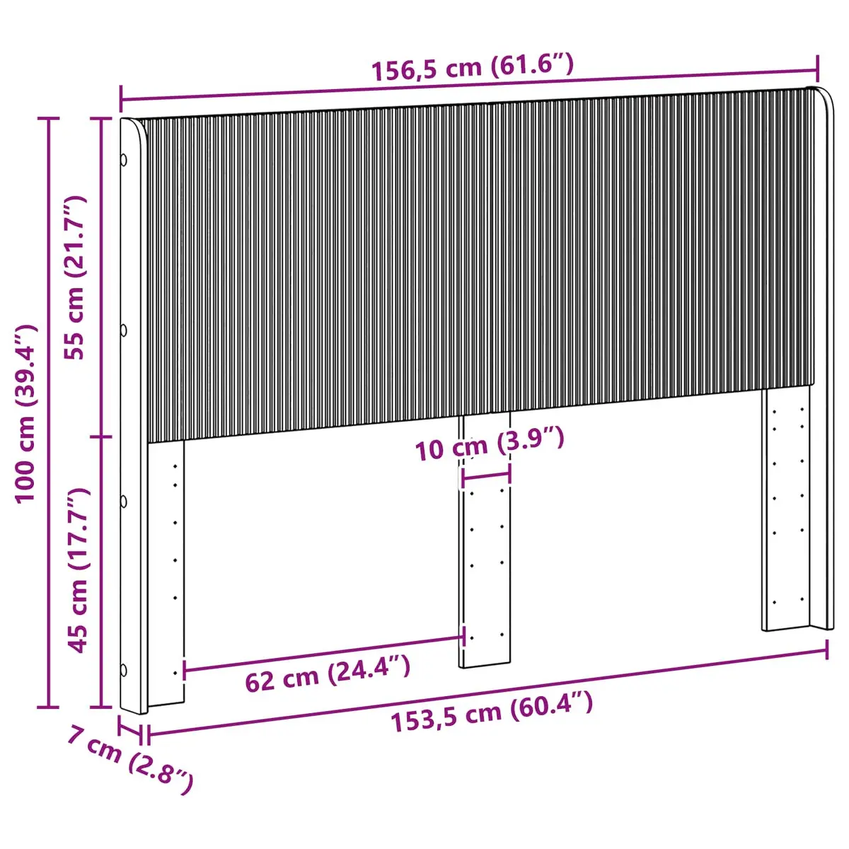 Vertical Slat Headboard for Engineered Wood Bed Frame