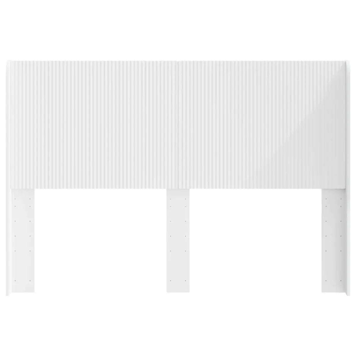 White Engineered Wood Headboard Vertical Slat Design Bedroom Furniture Bed Mount