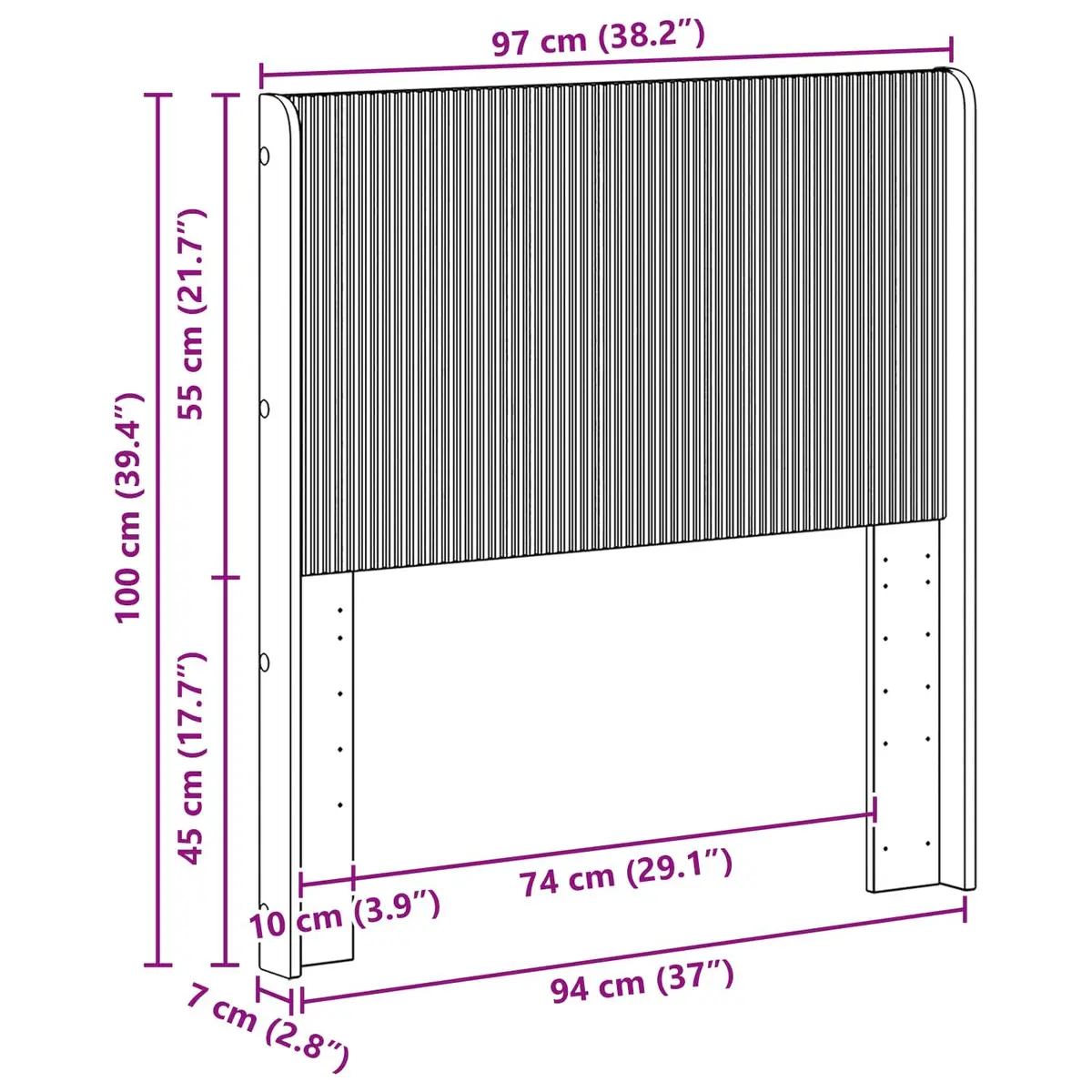 White Vertical Slat Engineered Wood Headboard for Beds