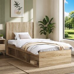 Warm Brown Vertical Slat Headboard for Bedroom