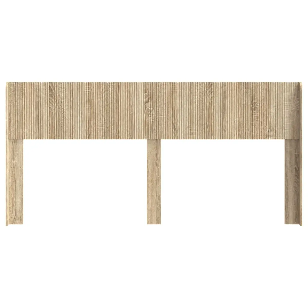 Brown Engineered Wood Headboard with Vertical Slats