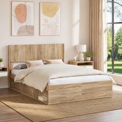 Sonoma Oak Engineered Wood Headboard with Vertical Slats