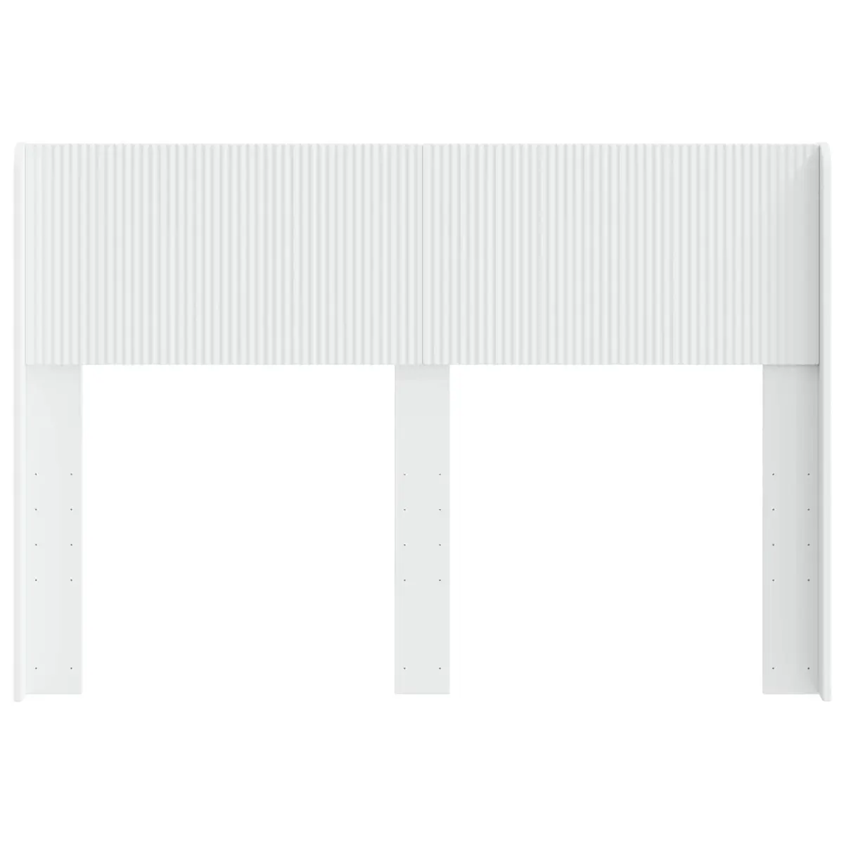 White Headboard Vertical Slat Design Engineered Wood Bed Frame Mount Bedroom