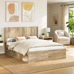 Sonoma Oak Brown Engineered Wood Headboard with Slats