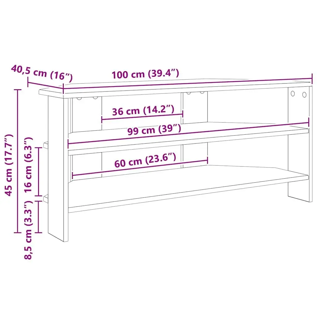 Corner TV Cabinet White Modern Living Room Storage Furniture Engineered Wood