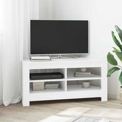 Corner TV Cabinet White Modern Living Room Media Storage Unit Engineered Wood
