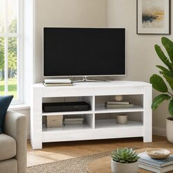 High Gloss White Corner TV Cabinet for Cozy Living Rooms