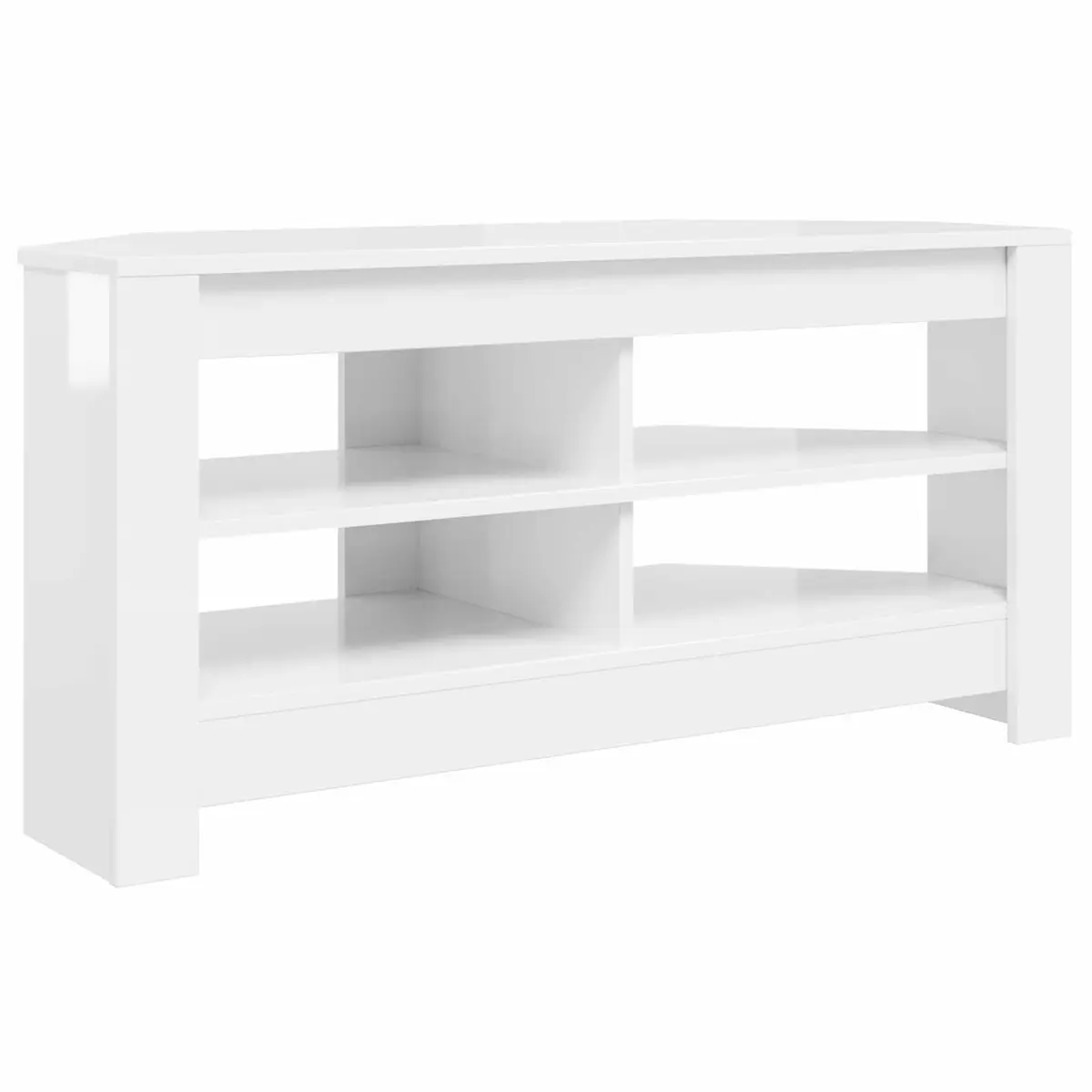 Corner TV Cabinet High Gloss White Modern Living Room Media Unit Storage Shelves