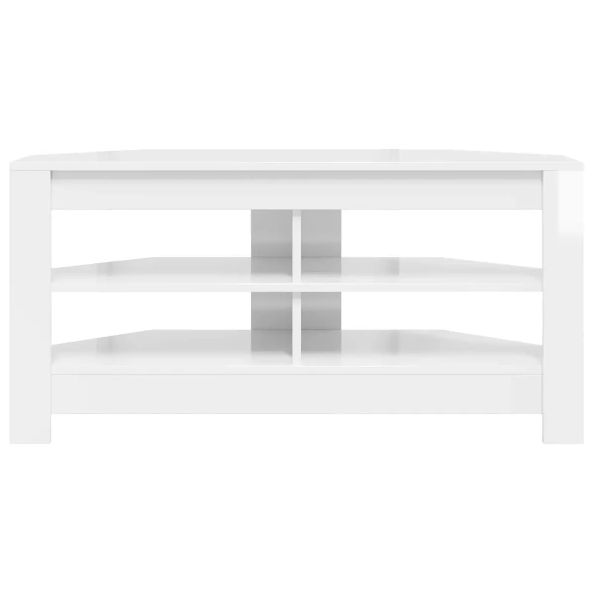 Corner TV Cabinet High Gloss White Modern Living Room Media Unit Storage Shelves