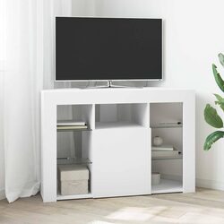 Corner LED TV Cabinet White 100x40x68cm Modern Living Room Storage Unit Shelves