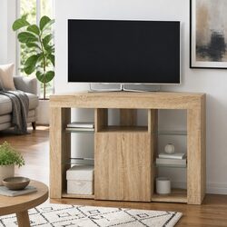 Stylish Grey Corner LED TV Cabinet for Your Living Room