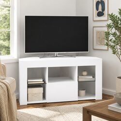 Modern White Corner LED TV Cabinet for Living Room