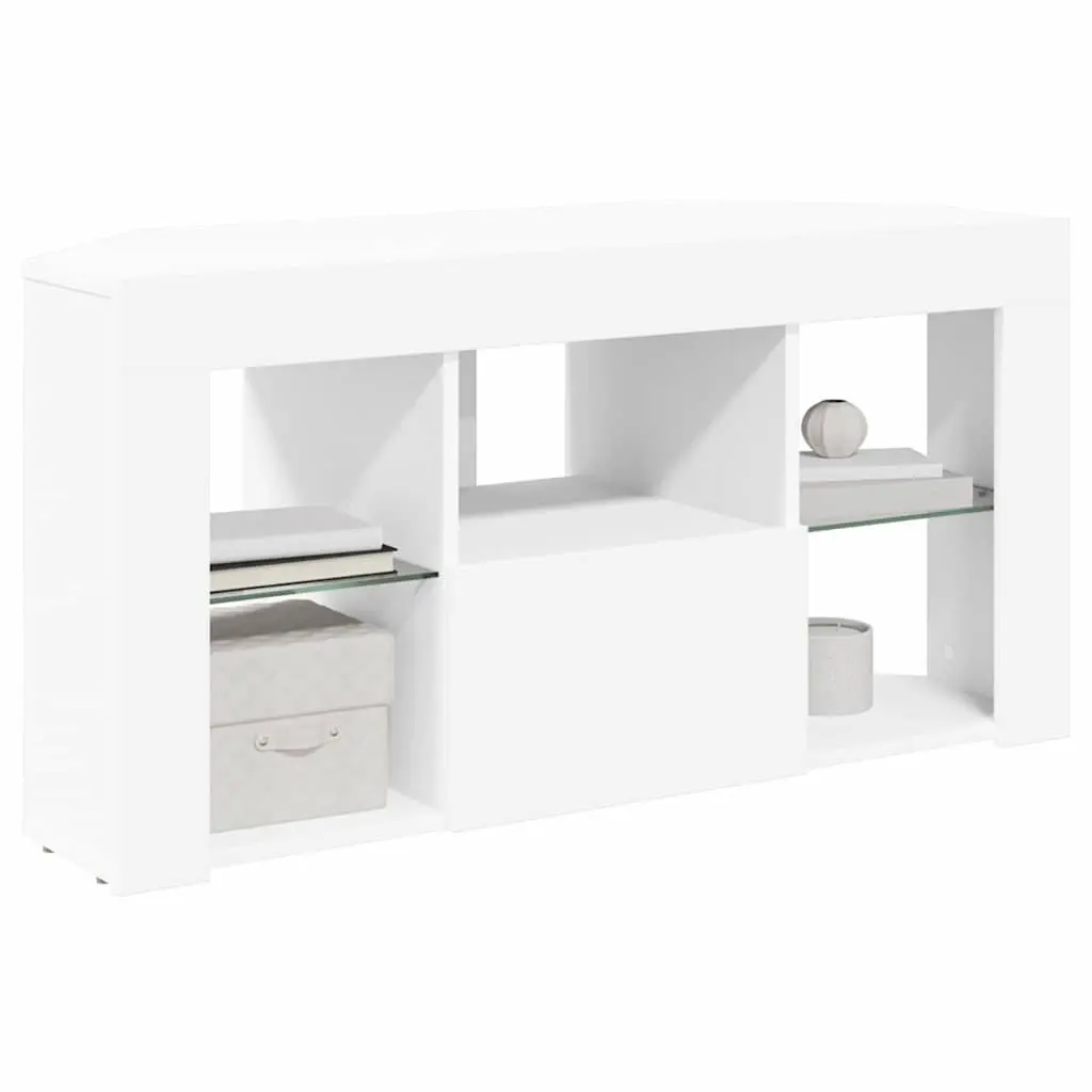 White Corner LED TV Cabinet for Living Room
