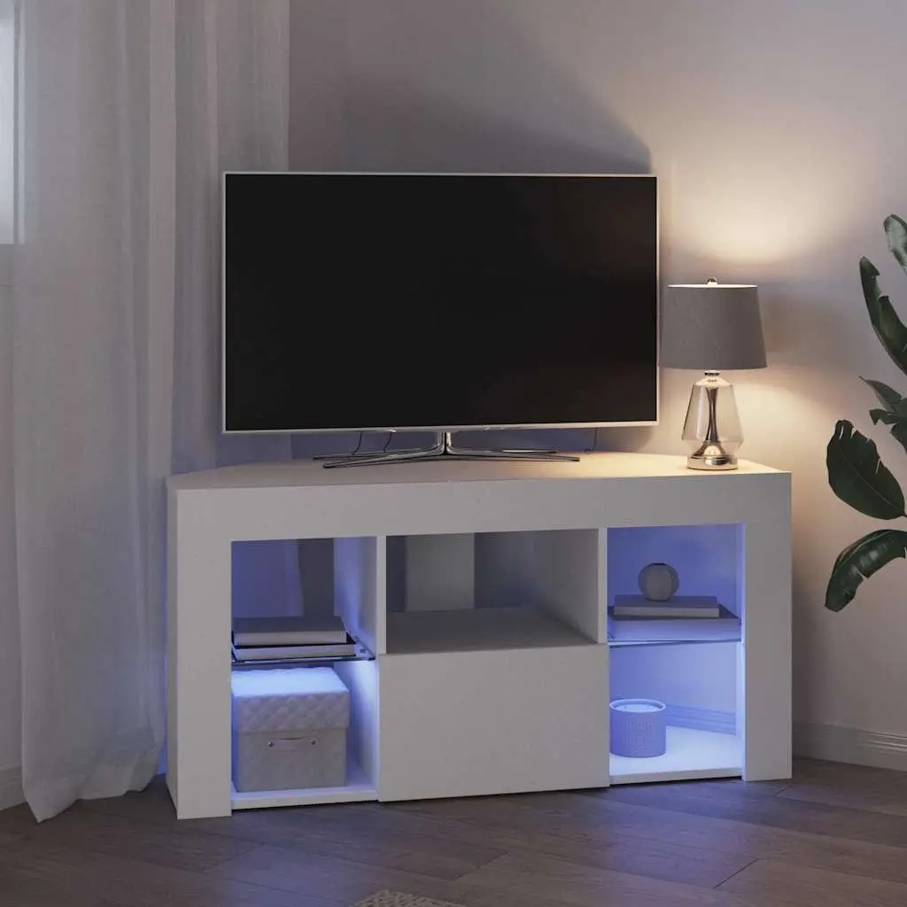 White Corner LED TV Cabinet for Living Room