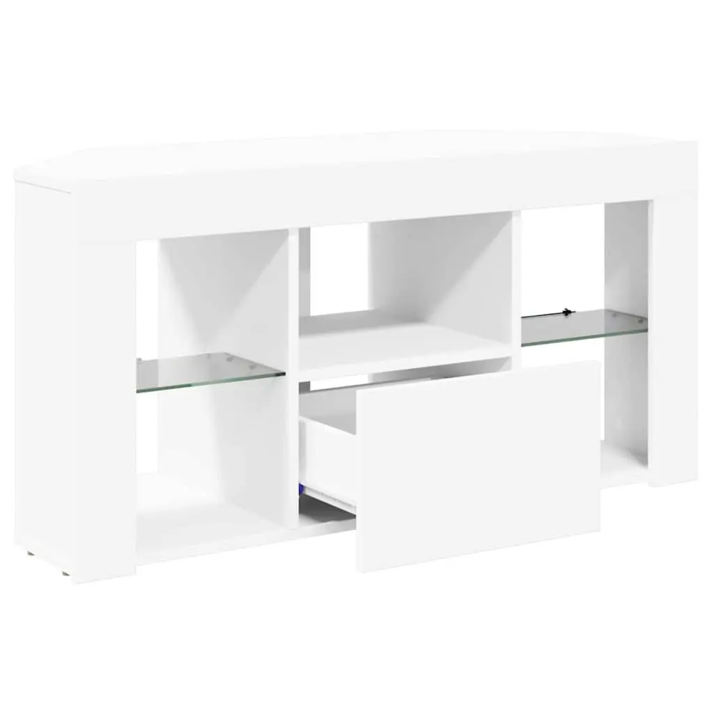 White Corner LED TV Cabinet for Living Room