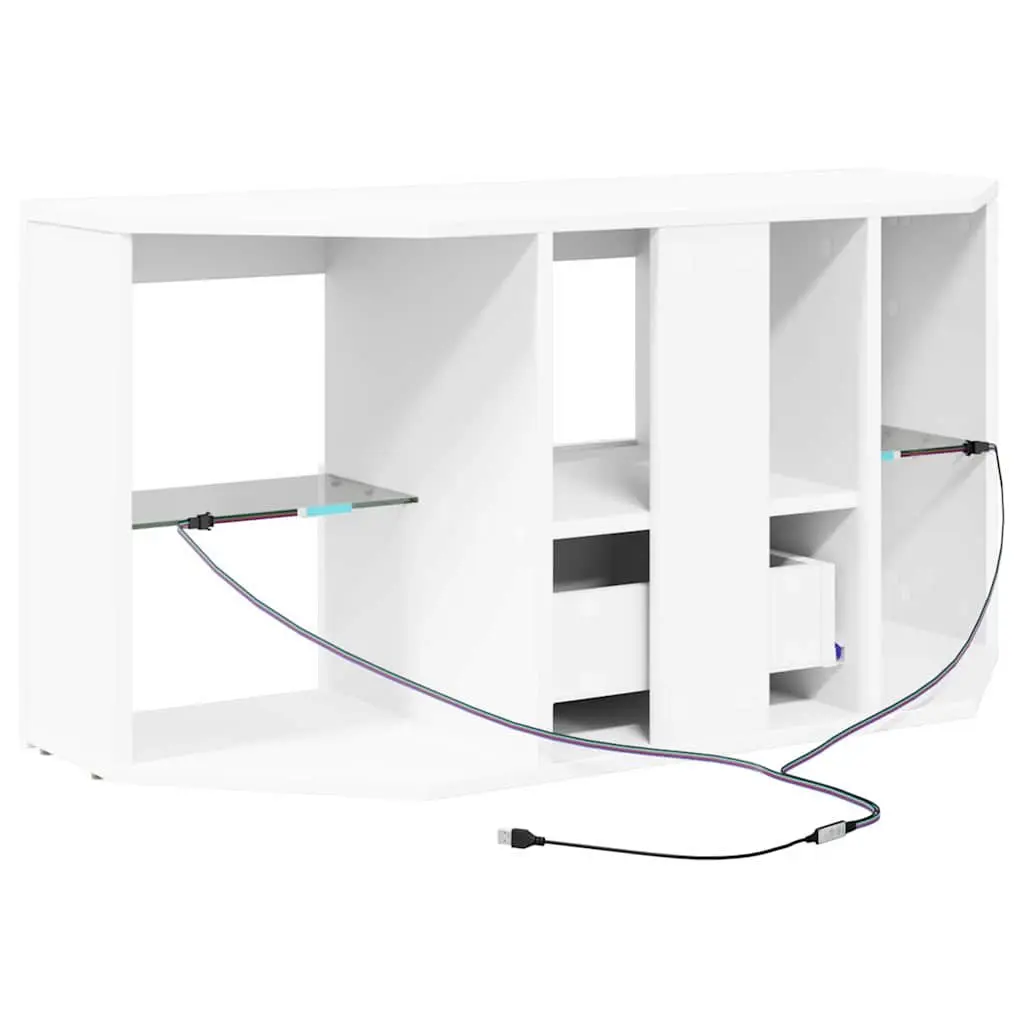 White Corner LED TV Cabinet for Living Room