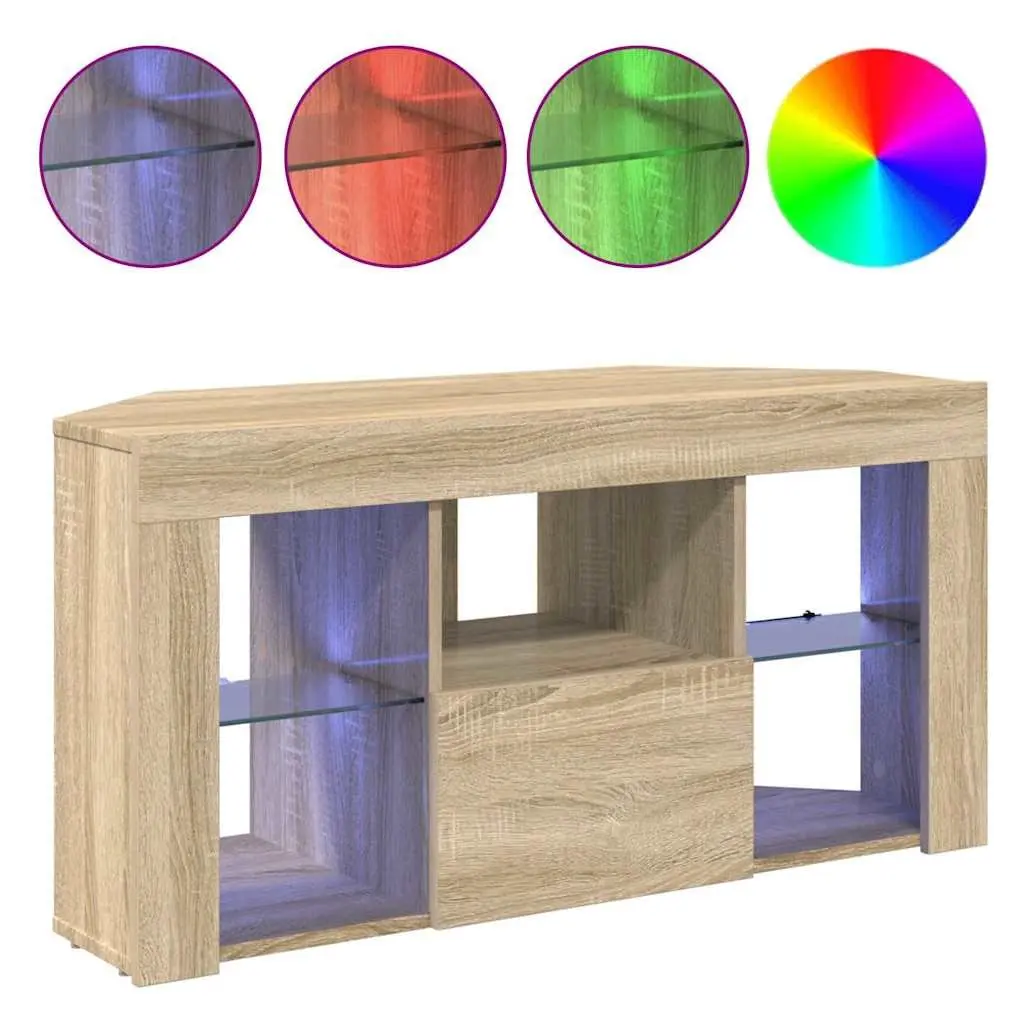 Corner LED TV Cabinet Wall-mounted Modern Furniture Storage Display Unit Grey