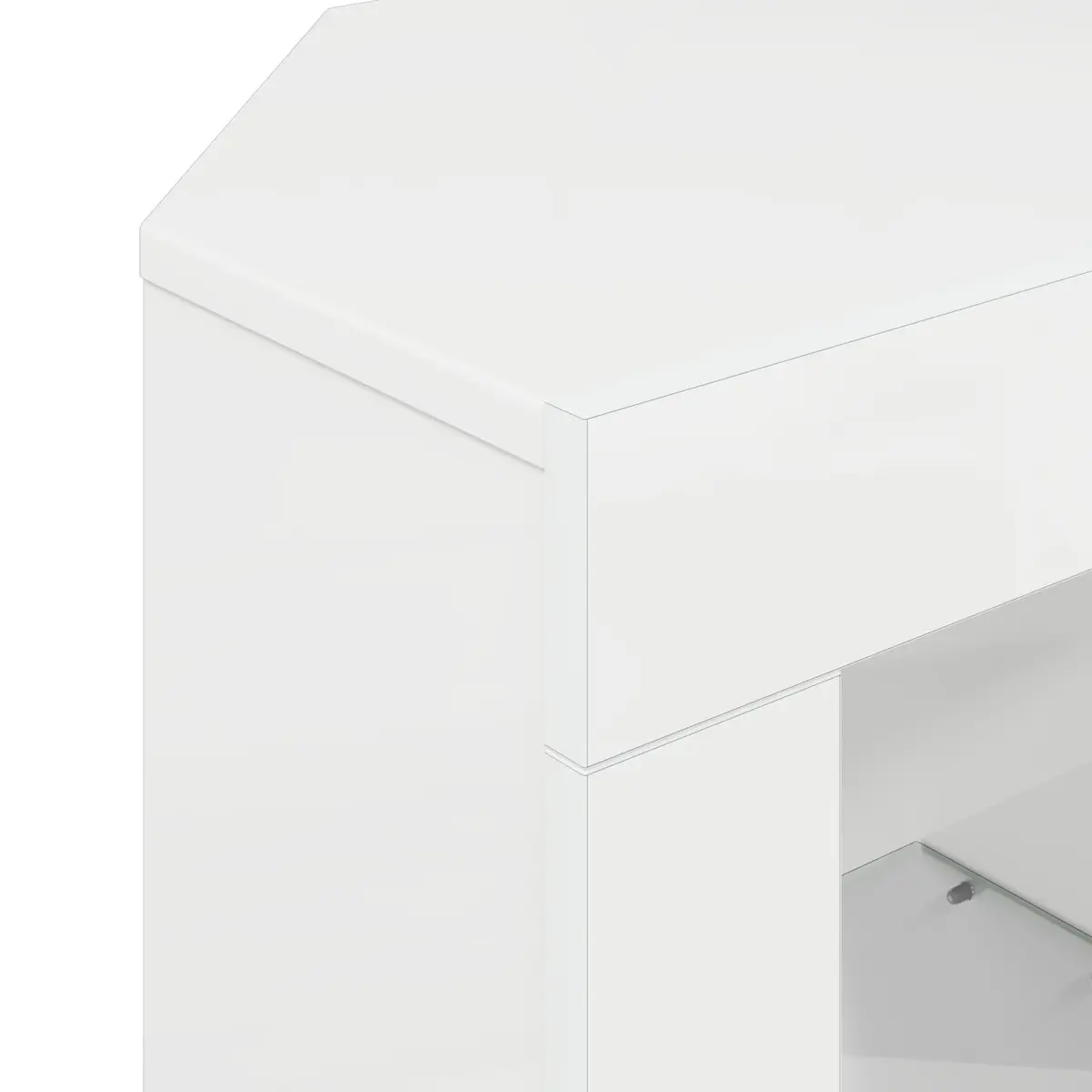 High Gloss White Corner LED TV Cabinet