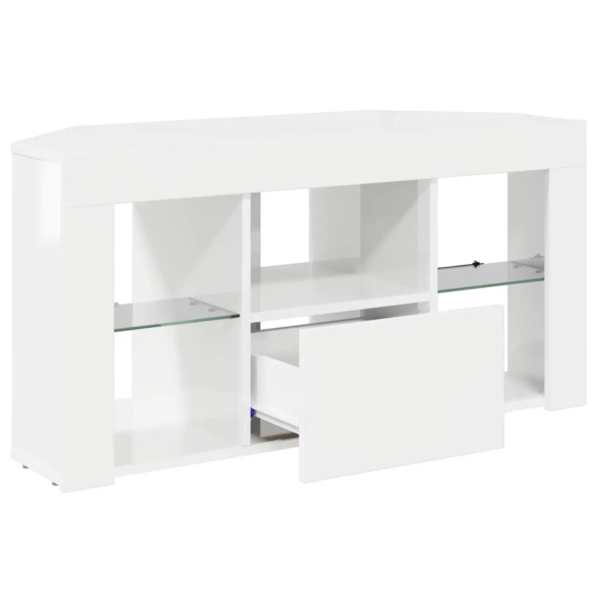 High Gloss White Corner LED TV Cabinet