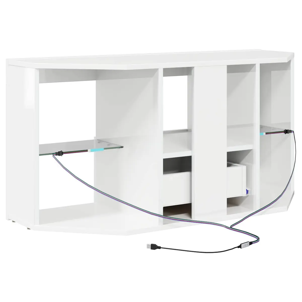 High Gloss White Corner LED TV Cabinet