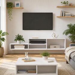 Wall Mounted TV Stand with Engineered Wood Shelves