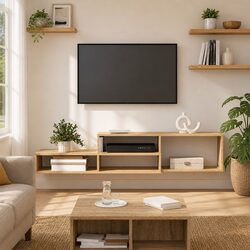 Grey Wall Mounted TV Stand 150x25x28.5cm for Living Room