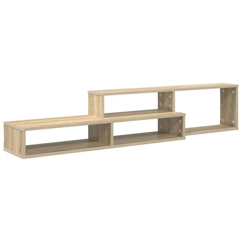 Wall Mounted TV Stand Grey 150x25x28.5cm Engineered Wood Modern Storage Shelves