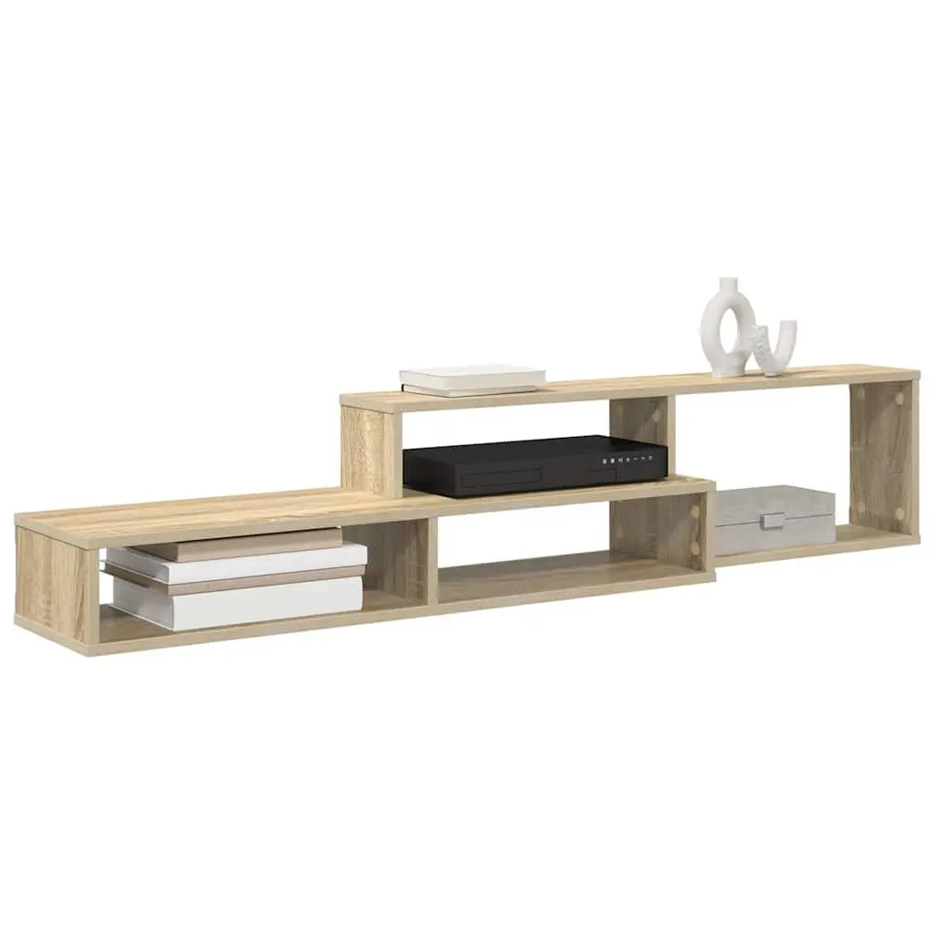 Wall Mounted TV Stand Grey 150x25x28.5cm Engineered Wood Modern Storage Shelves