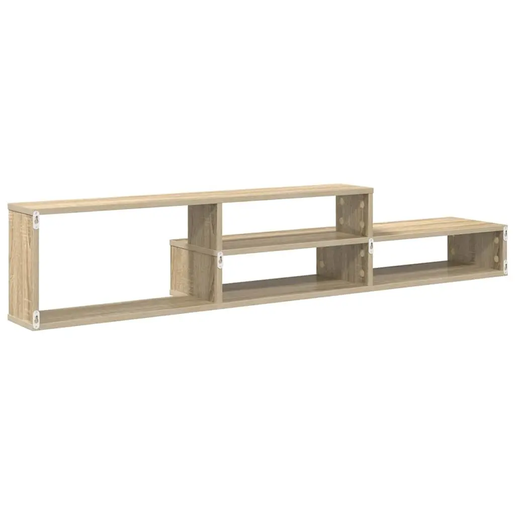 Wall Mounted TV Stand Grey 150x25x28.5cm Engineered Wood Modern Storage Shelves