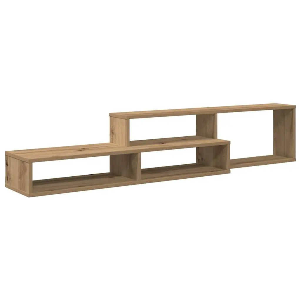 Wall TV Stand Brown 150x25x28.5cm Engineered Wood Shelves Storage Unit