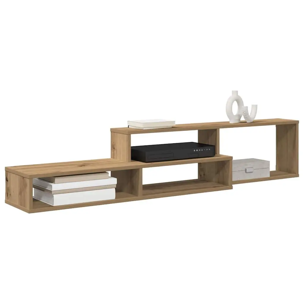 Wall TV Stand Brown 150x25x28.5cm Engineered Wood Shelves Storage Unit