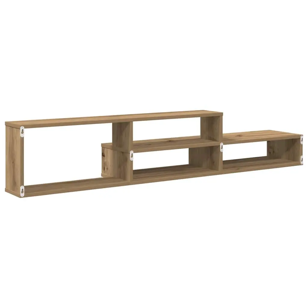 Wall TV Stand Brown 150x25x28.5cm Engineered Wood Shelves Storage Unit