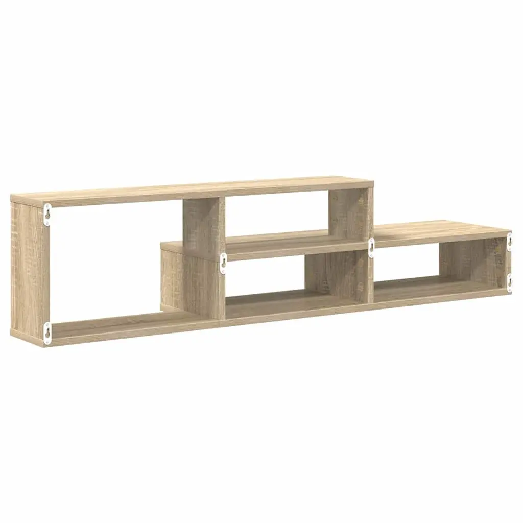 Wall Mounted TV Stand Grey Engineered Wood Living Room Entertainment Unit Shelf