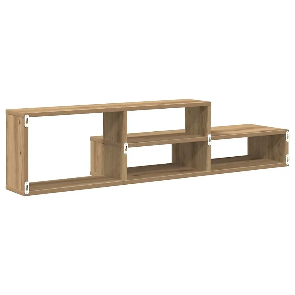 Wall Mounted TV Stand Brown 120x25x28.5cm Engineered Wood Shelves Storage Unit