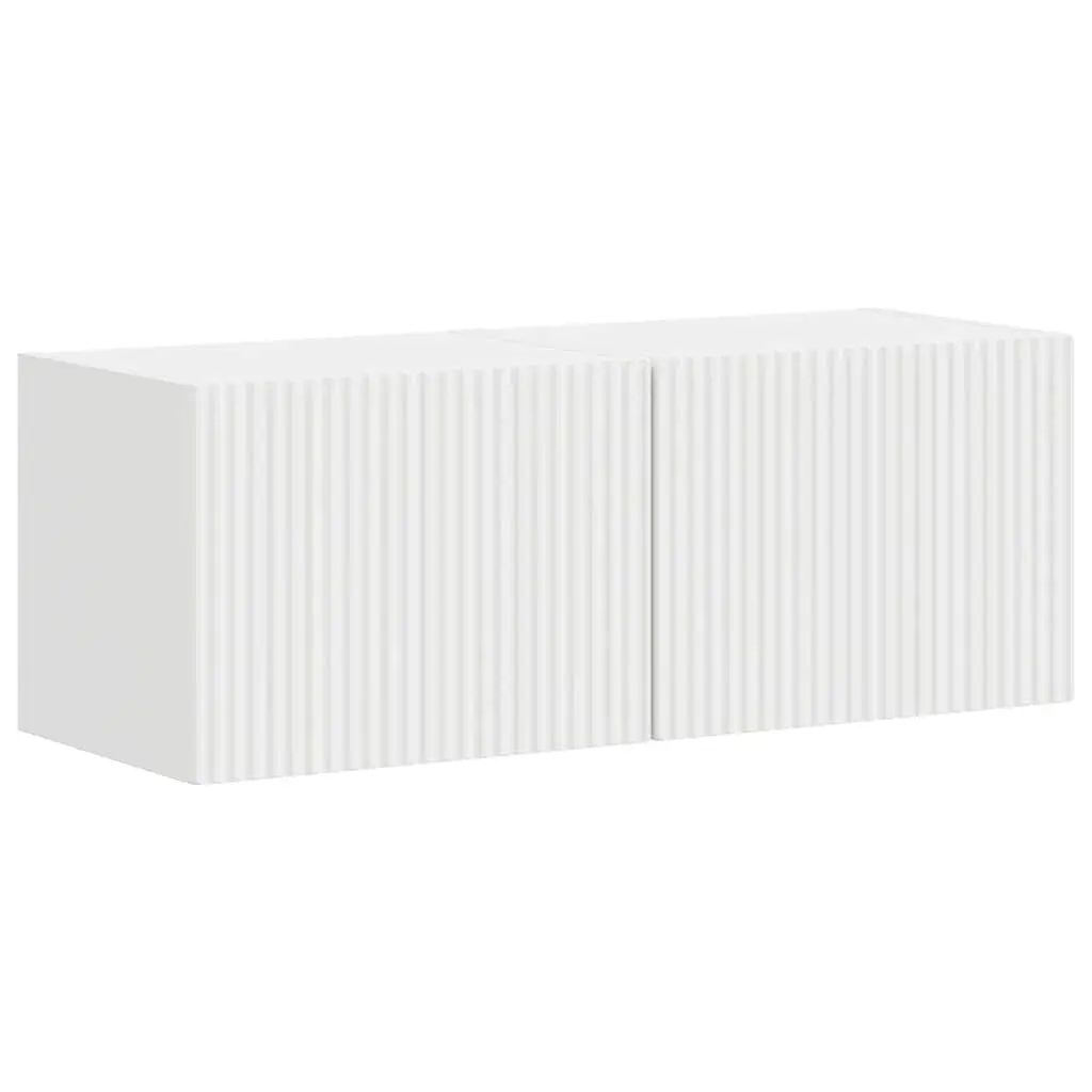 White Modern TV Wall Cabinet 2-Piece Set for Living Rooms