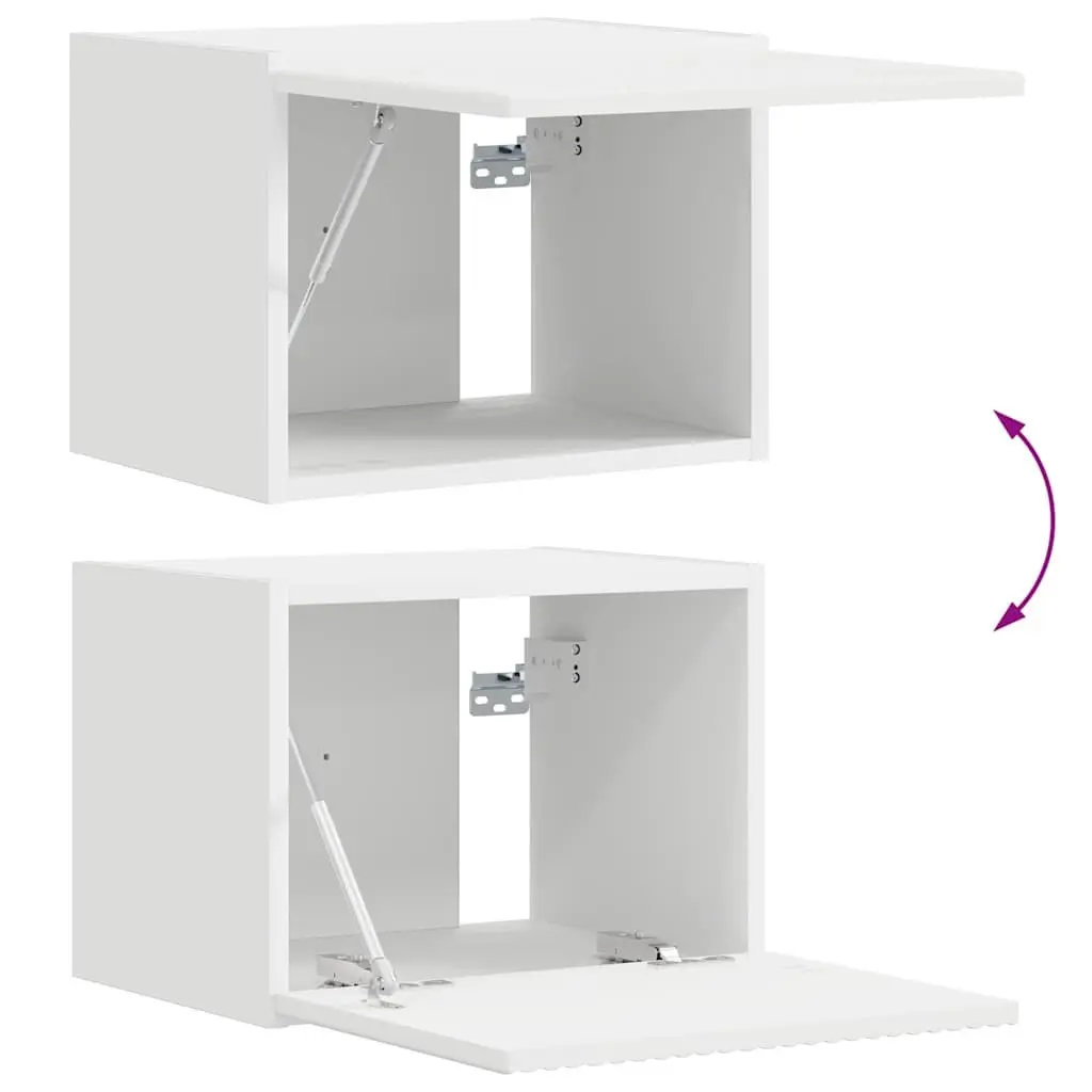 White Modern TV Wall Cabinet 2-Piece Set for Living Rooms