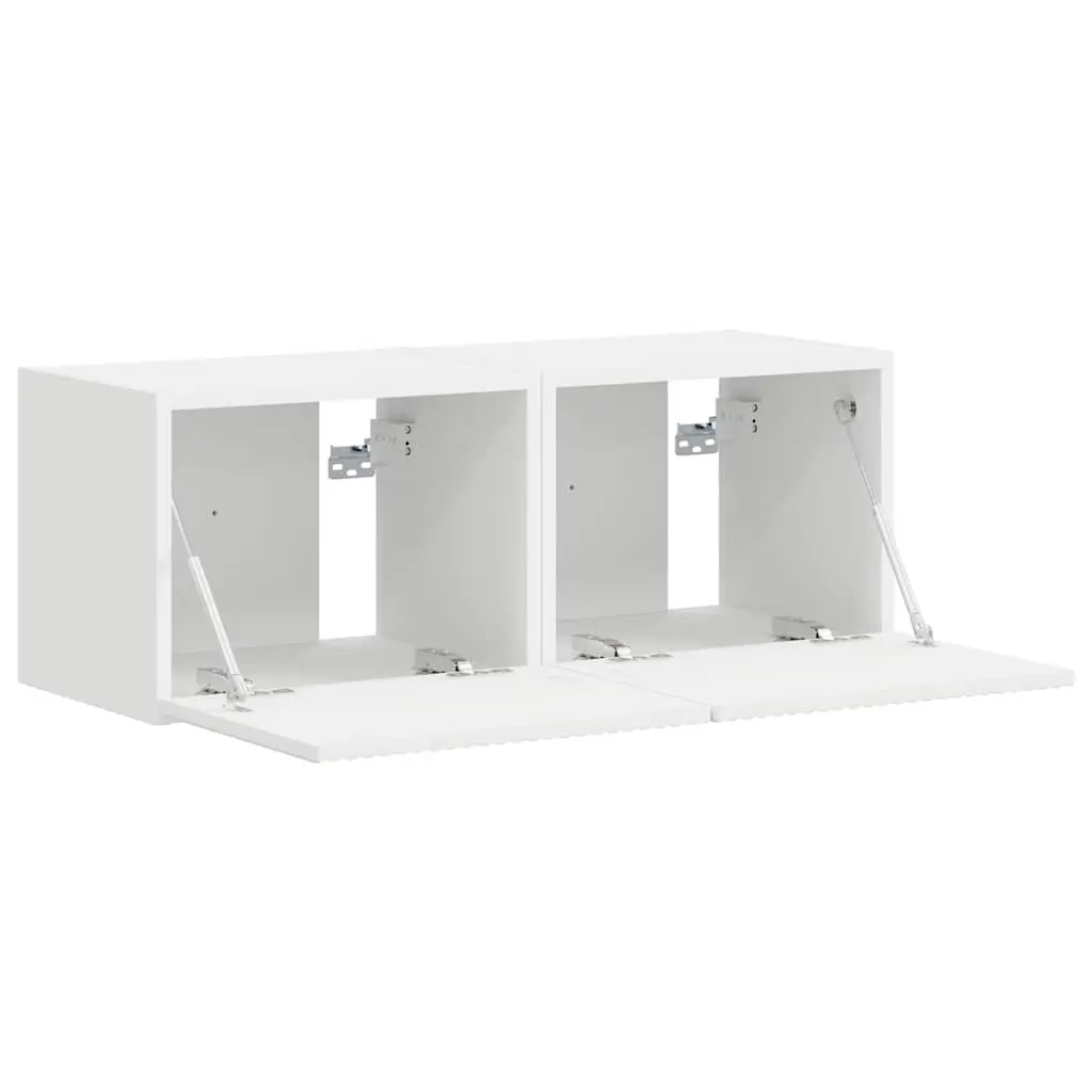 White Modern TV Wall Cabinet 2-Piece Set for Living Rooms